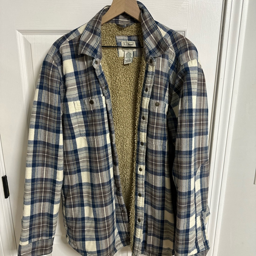 LL Bean Plaid Sherpa-Lined Shirt Jacket